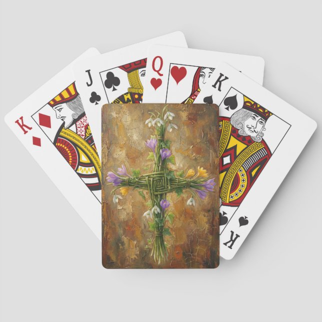 Jeu De Cartes St Brigid Cross Green Rushes Crocus Imbolc Art (dos)