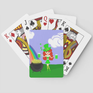 Jeu De Cartes St Pat le jour du redhead girl leprechaun with Rai