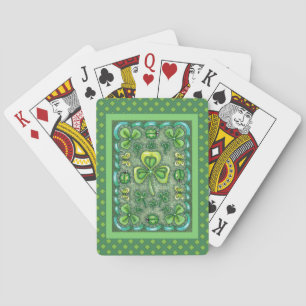 JEU DE CARTES ST. PATRICK'S DAY FOLK ART SHAMROCKS N'LADYBUGS