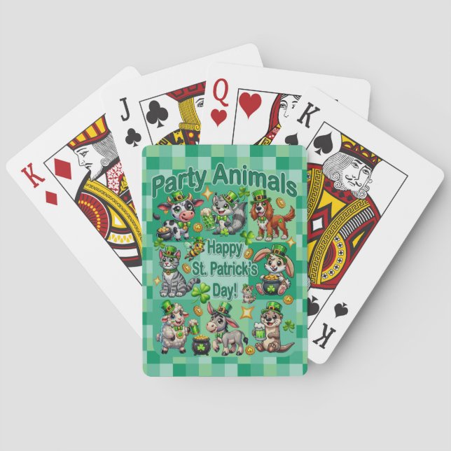 Jeu De Cartes St. Patrick's Day Fun et adorable "Animaux de fête (dos)