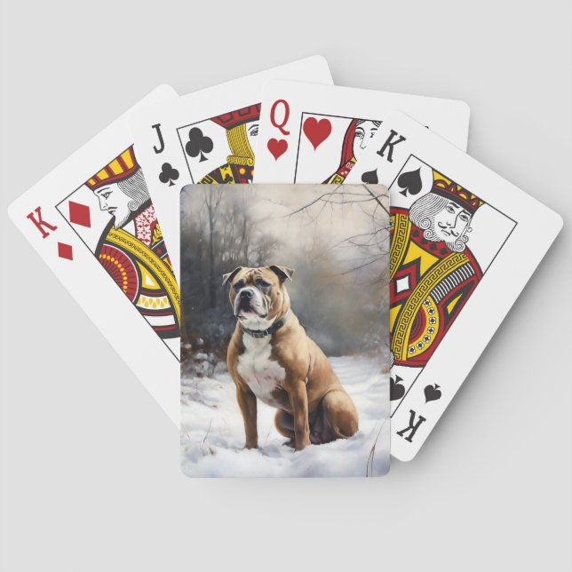 Jeu De Cartes Staffordshire Bull Terrier Laisser neiger Noël (dos)