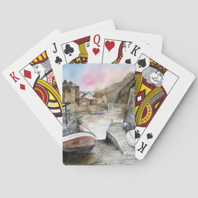 Jeu De Cartes Staithes, North Yorkshire, Angleterre Aquarelle (dos)