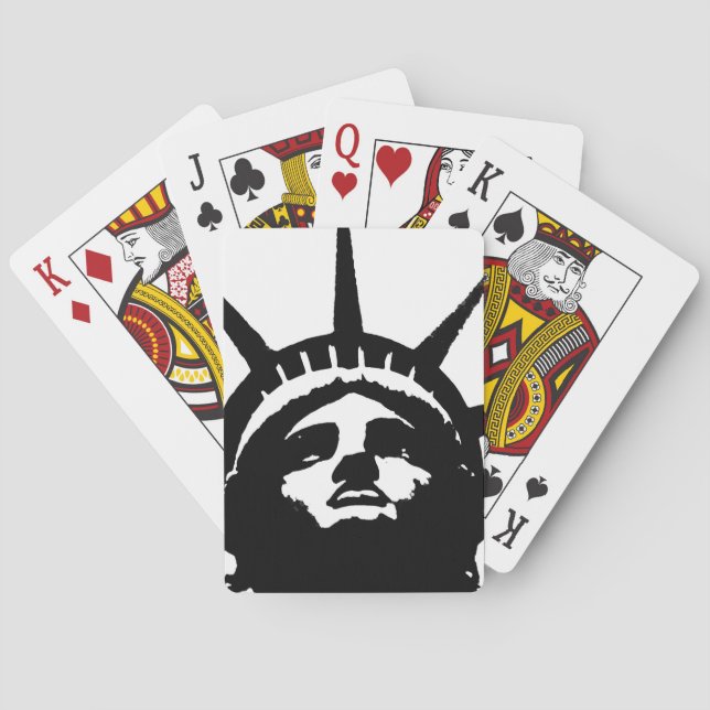Jeu De Cartes Statue d'Art Pop Noir & Blanc de la Liberté (dos)