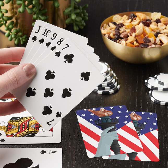 Jeu De Cartes Statue de la Liberté Torch avec drapeau américain (Créateur téléchargé)