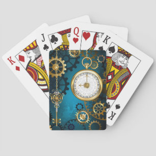 Jeu De Cartes Steampunk Arrière - plan turquoise avec Gears