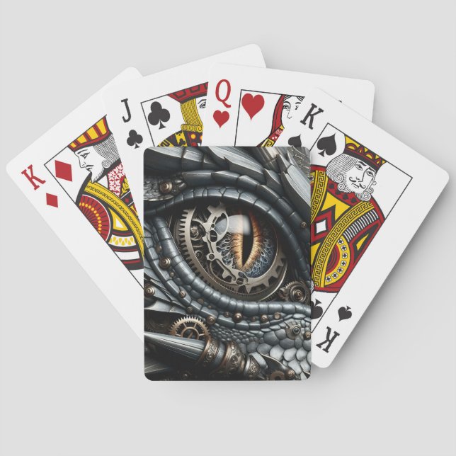 Jeu De Cartes Steampunk Dragon Eye Closeup Ai Art (dos)