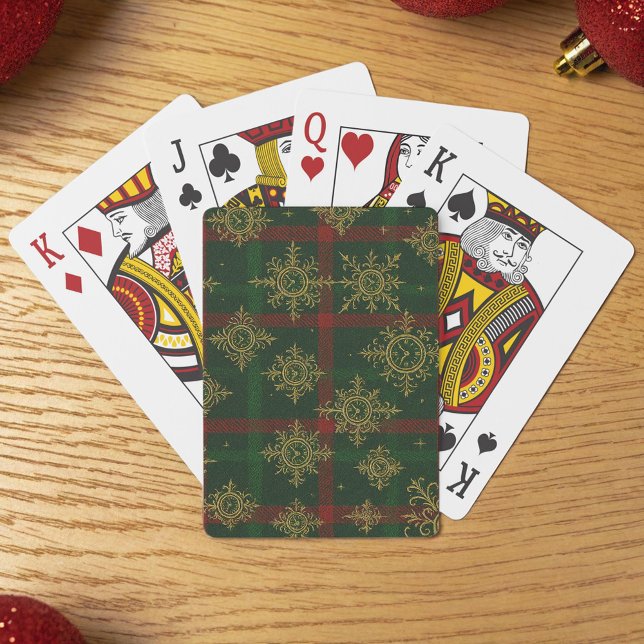 Jeu De Cartes Steampunk Flocon de neige Rouge et vert Tartan (Créateur téléchargé)