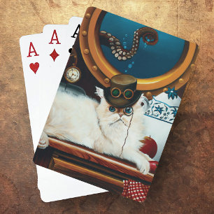 Jeu De Cartes Steampunk Thé de chat sous-marin