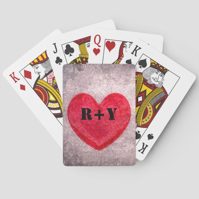 Jeu De Cartes Stonewashed Heart Monogram Personalize (dos)