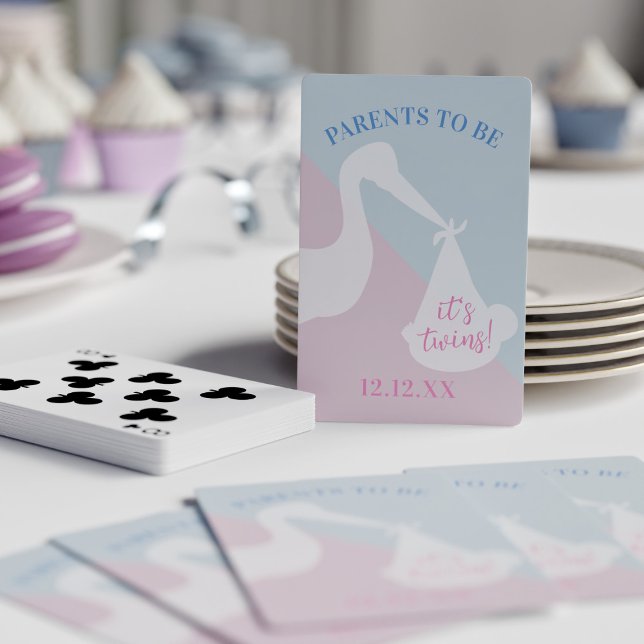 Jeu De Cartes Stork Twin Baby shower Genre Révéler Jouer Cartes (Créateur téléchargé)