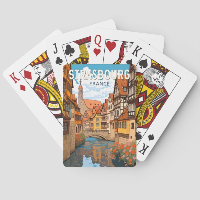 Jeu De Cartes Strasbourg France Travel Art Vintage (dos)