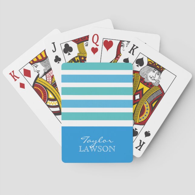 Jeu De Cartes Stripes Motif personnalisé monogramme lecture de c (dos)
