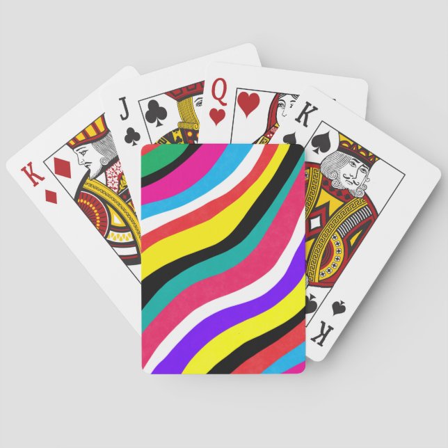 Jeu De Cartes Stripes multicouleurs psychédéliques à ondes (dos)