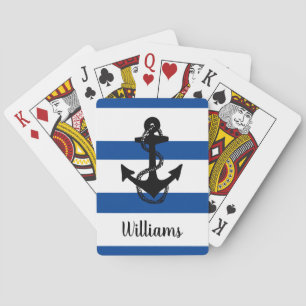 Jeu De Cartes STRIPES nautiques amusants + ANCRE