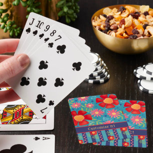 Jeu De Cartes Stylé amusant personnalisé motif floral Nom Inspir