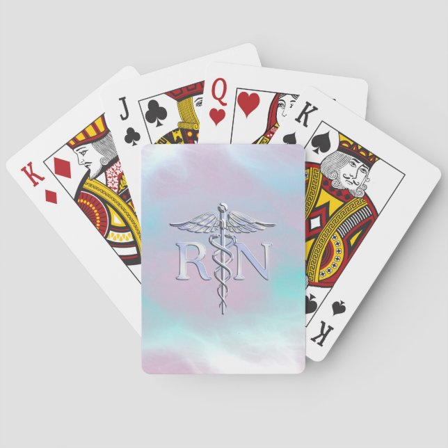 Jeu De Cartes Style Argent RN Caduceus Médicale Mère Pearl (dos)