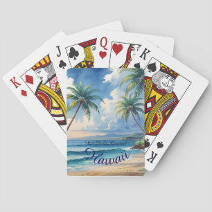 Jeu De Cartes Style Vintage Hawaïen Voyage Honolulu Mer Bleue