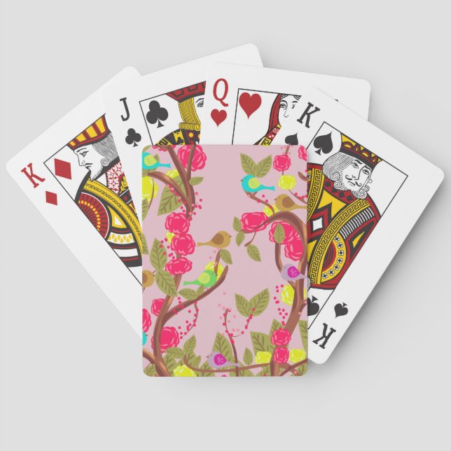 Jeu De Cartes Style vintage Oiseaux et Fleurs (dos)