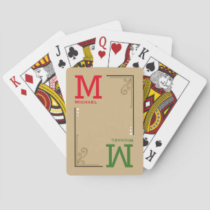 Jeu De Cartes stylish custom initials - personalized red green