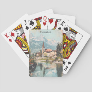 Jeu De Cartes Suisse vintage Paysage des Alpes suisses