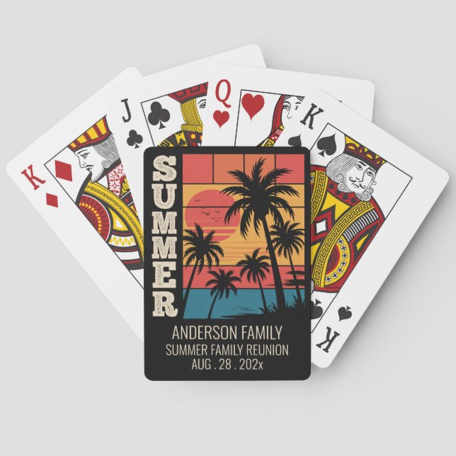 Jeu De Cartes Summer Sunset Beach Palm Tree Family Reunion Poker (dos)