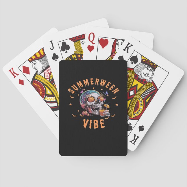 Jeu De Cartes Summerween Vibes Skeleton Citrouille Vacances d'ét (dos)