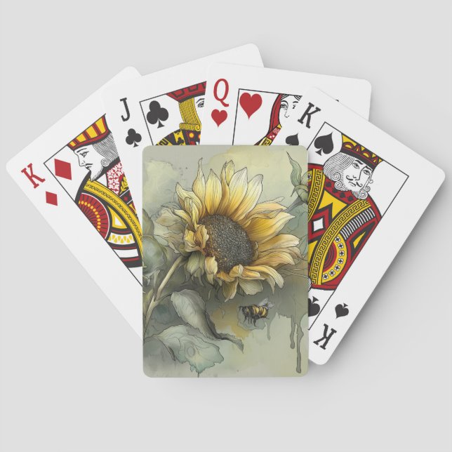 Jeu De Cartes Sunflower and Honey Bee Playing Cards (dos)