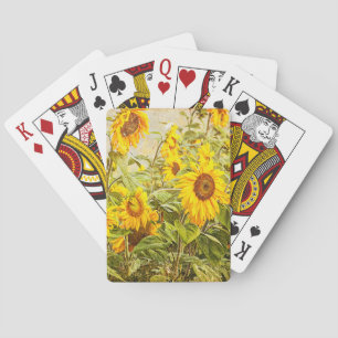 Jeu De Cartes Sunflower Field Yellow Green Russe Vintage