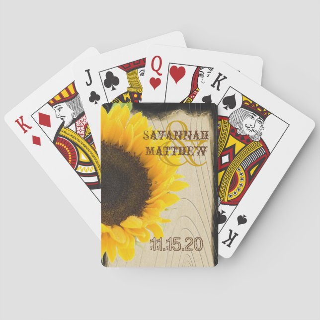 Jeu De Cartes Sunflower Personnalisé Mariage Jouer des cadeaux d (dos)
