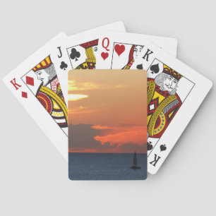 Jeu De Cartes Sunset Clouds and Sailboat Seascape