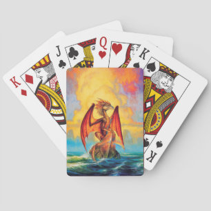 Jeu De Cartes Sunset Dragon Imaginaire Art Jouer Cartes