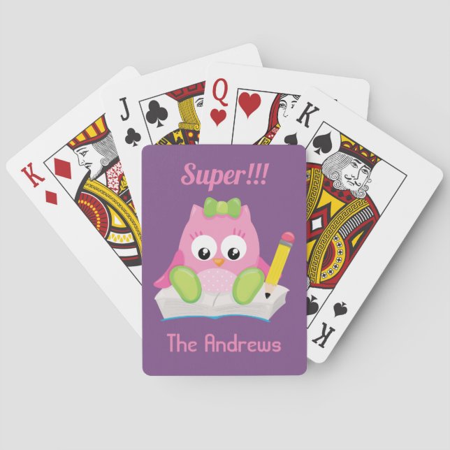 Jeu De Cartes Super Chouette rose (dos)