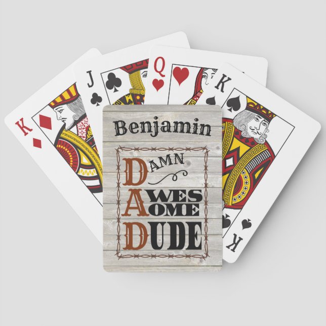 Jeu De Cartes Super Dude Western Theme Personnalisé Nom (dos)