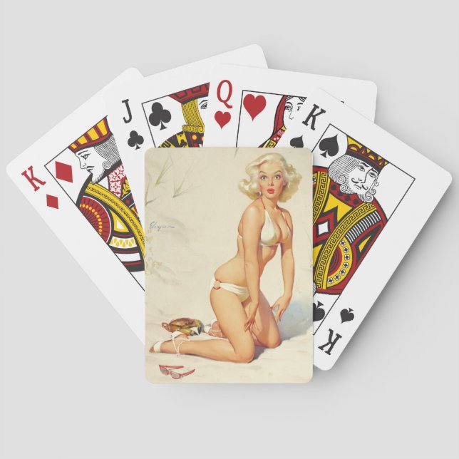 Jeu De Cartes Sur la plage Retro Pin-up Girl (dos)