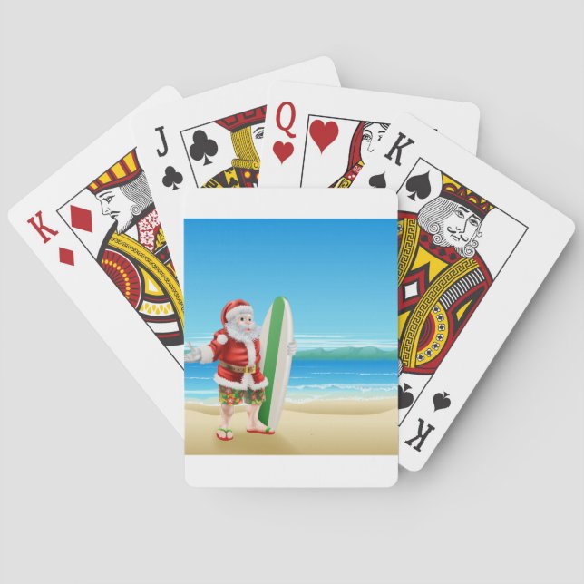Jeu De Cartes Surf Père Noël sur la plage (dos)