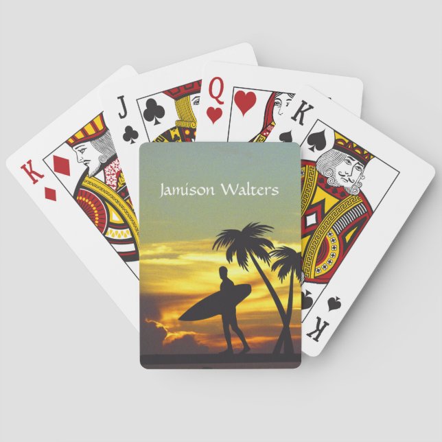 Jeu De Cartes Surfer Silhouette at Sunset - Personalize (dos)