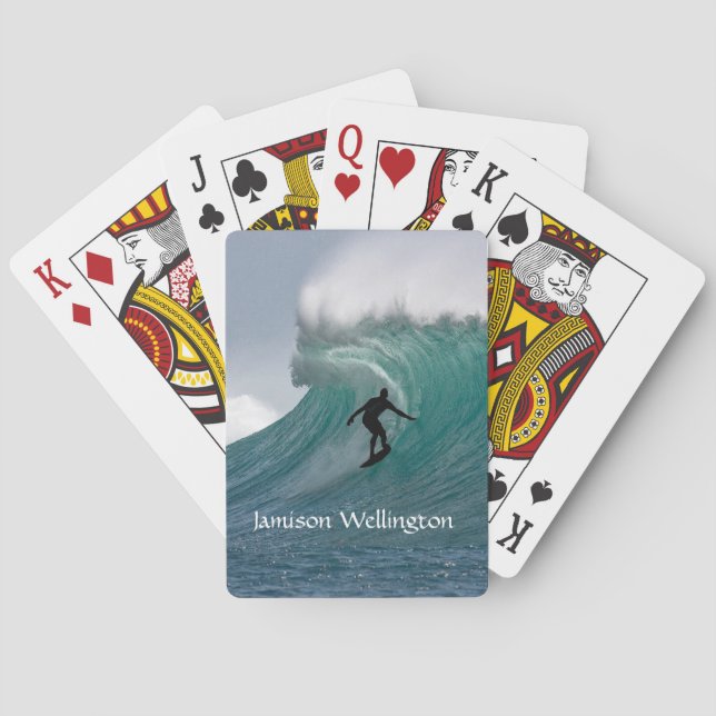 Jeu De Cartes Surfer silhouette Catching a huge wave Personalize (dos)