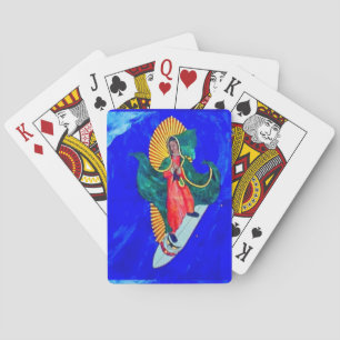 Jeu De Cartes surfing nun on blue wave playing cards