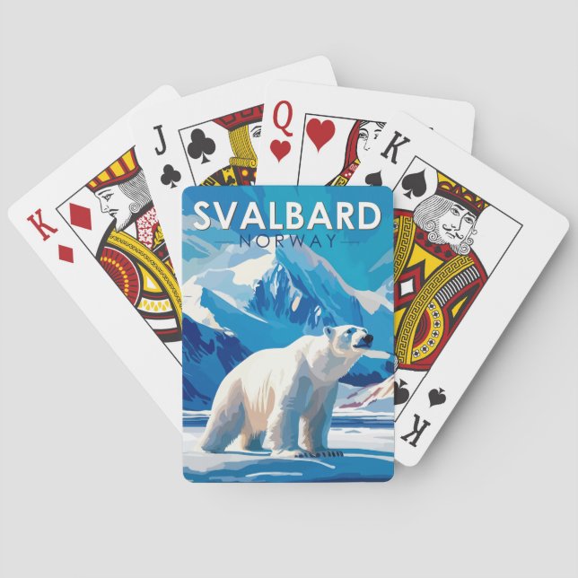 Jeu De Cartes Svalbard Norvège Ours polaire Voyage Art Vintage (dos)