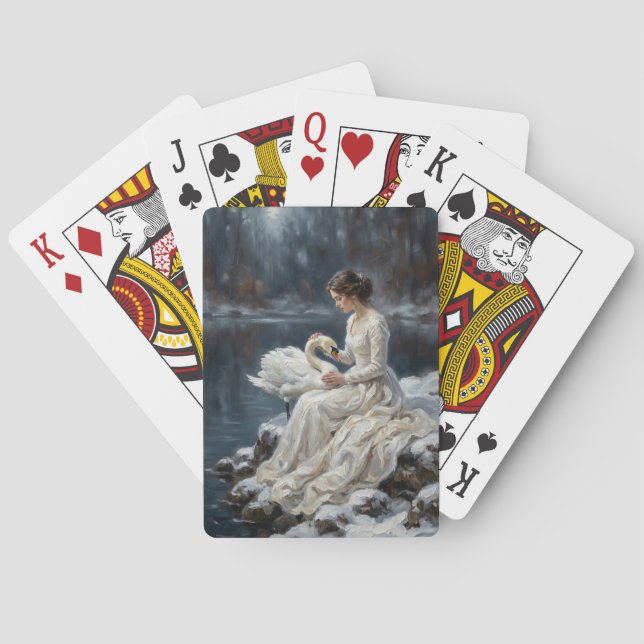 Jeu De Cartes Swan Maiden Winter Lake Romance Fantasy Art (dos)