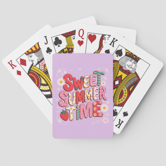 Jeu De Cartes Sweet Summer Time Coquette Strawberry Retro Beach (dos)