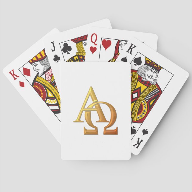 Jeu De Cartes Symbole Alpha et Oméga en or "3D" (dos)