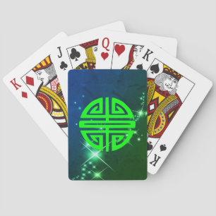 Jeu De Cartes Symbole de prospérité chinois vert étincelles