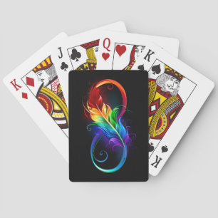 Jeu De Cartes Symbole d'infini avec plume arc-en-ciel