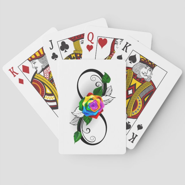 Jeu De Cartes Symbole d'infini avec rose arc-en-ciel (dos)