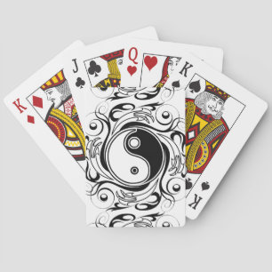 Jeu De Cartes Symbole Yin et Yang Style tatouage noir et blanc