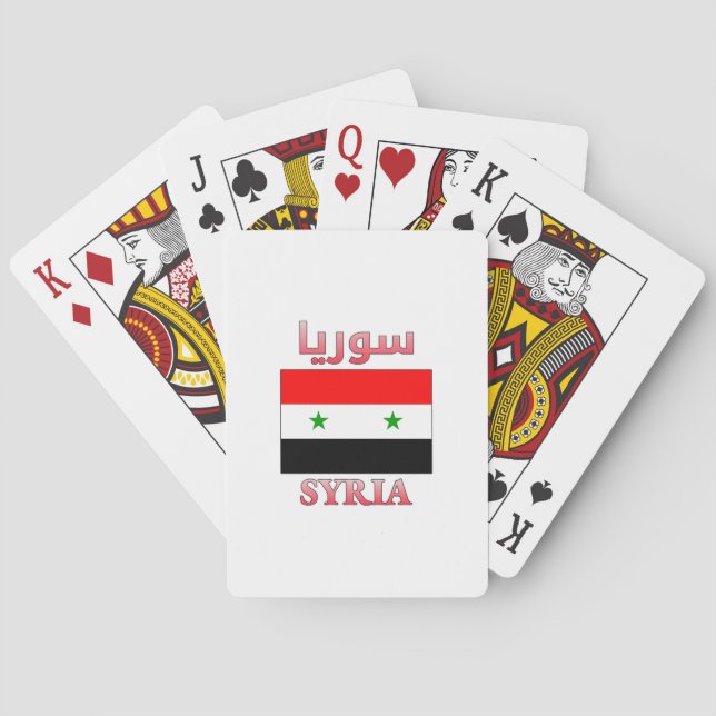 Jeu De Cartes Syria Flag سوريا Arabic & English WordArt (dos)