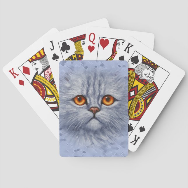 Jeu De Cartes Tabby Gris Fluffé Chat Kitten Face (dos)
