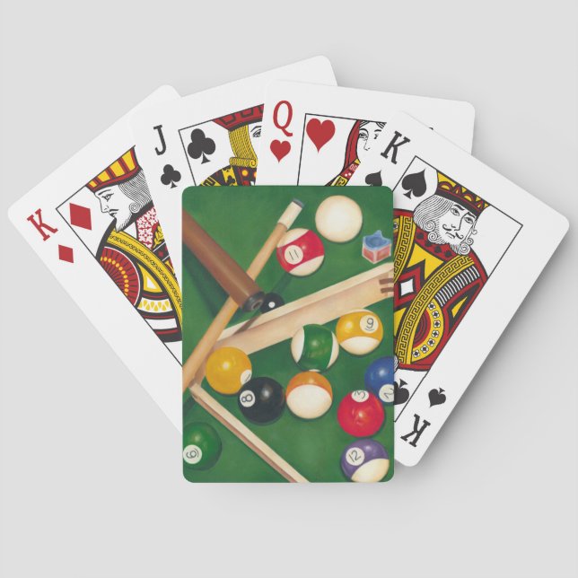 Jeu De Cartes Table de billard Lifelike avec boules et craie (dos)