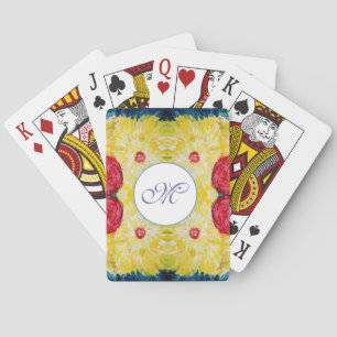 Jeu De Cartes Tableau abstrait de l'explosion florale, Monogramm